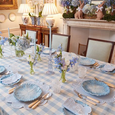 blue gingham party decorations